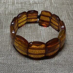 Vintage Baltic Amber Bracelet Faceted Natural Amber Beads 17.8g 1930s 1940s